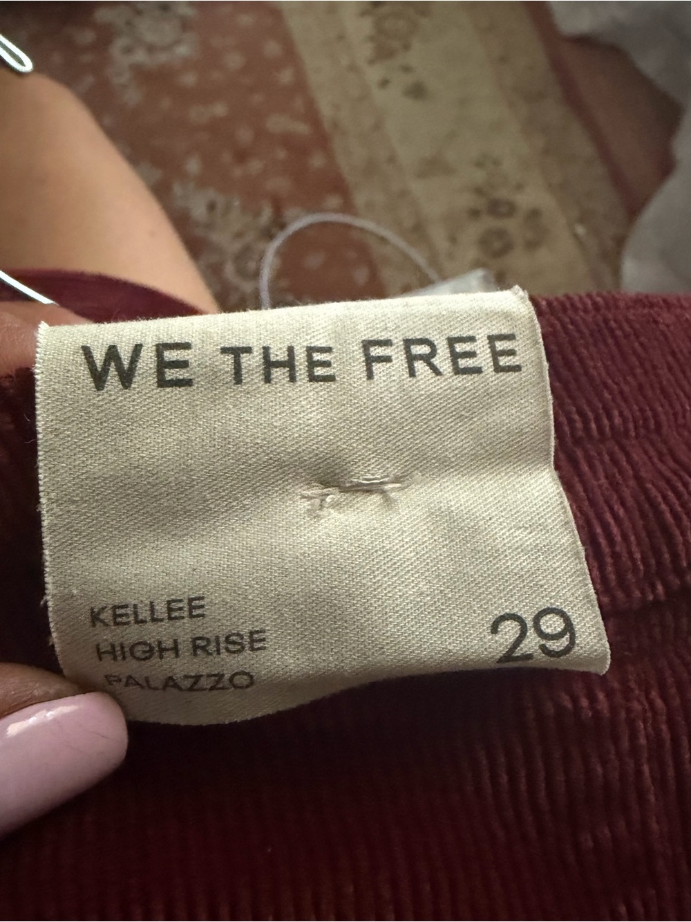 Free People High-Rise Wide Leg Corduroy Pants in Rosewood + A GIFT ๐ - Picture 6 of 7